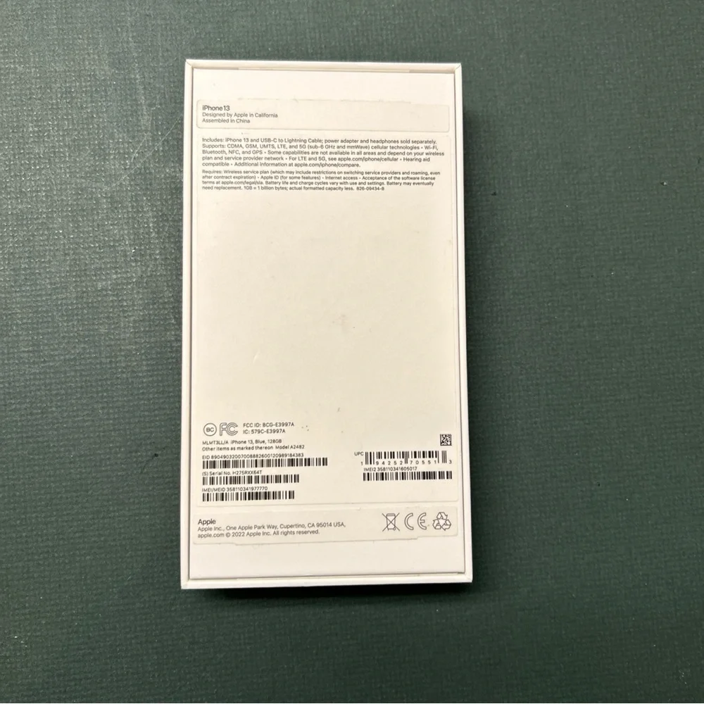 BOX‎ ONLY Original iPhone 13 Blue 128Gb EMPTY BOX ONLY